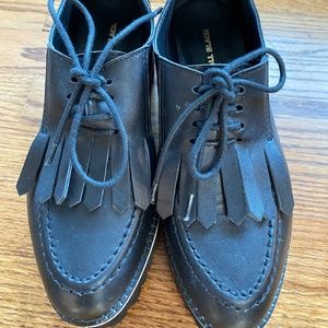 ALL BLACK Kiltie Ox Flatform Platform Size 38